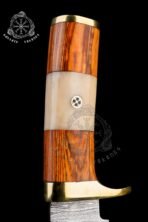 Damascus Camp Knife — Hand-Forged, Stag Horn Handle, Leather Sheath (RK-600) - Image 2