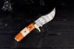 Damascus Camp Knife — Hand-Forged, Stag Horn Handle, Leather Sheath (RK-600) - Image 4