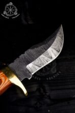 Damascus Camp Knife — Hand-Forged, Stag Horn Handle, Leather Sheath (RK-600) - Image 3