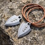 Arrowward Handcrafted Damascus Steel Pendant Pair with Leather Cord | Viking Jewellery Gift for Men and Women | RK-645