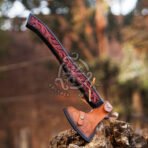 Viking Bearded Axe — Hand-Forged Damascus, 18" Overall, Wood Handle, Leather Blade Cover | Engraving Available - Image 5