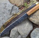 High-Carbon Viking Seax Knife — Hand-Forged, Olive Wood Handle, Leather Sheath - Image 6