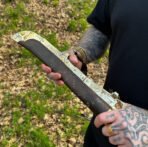 High-Carbon Viking Seax Knife — Hand-Forged, Olive Wood Handle, Leather Sheath - Image 4