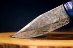 Damascus Skinner Knife — Hand-Forged, Stag Horn Handle, Leather Sheath (RK-598) - Image 2