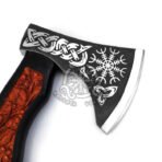 Viking Bearded Axe — Hand-Forged Damascus, 18" Overall, Wood Handle, Leather Blade Cover | Engraving Available - Image 7