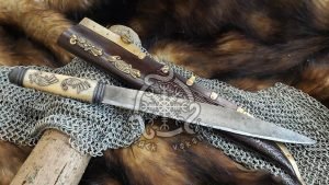 High-Carbon Viking Seax Knife, Hand-Forged, Camel Bone Handle | Engraving Available