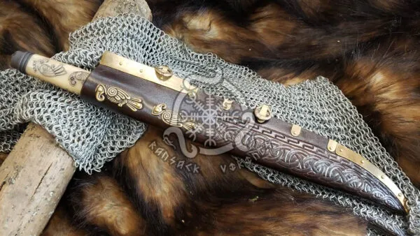 High-Carbon Viking Seax Knife — Hand-Forged, Camel Bone Handle | Engraving Available - view 2