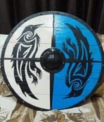 Raven Viking Shield — Handcrafted, 24" Overall, Ash Wood Handle - Image 6