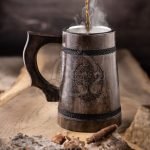 Viking Beer Mug — Hand-Forged Stainless Steel, Wood Handle