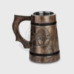Viking Beer Mug — Hand-Forged Stainless Steel, Wood Handle - Image 4