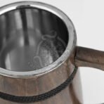 Viking Beer Mug — Hand-Forged Stainless Steel, Wood Handle - Image 3
