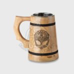 Viking Beer Mug — Hand-Forged Stainless Steel, Wood Handle (RA-614) - Image 2