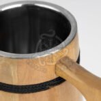 Viking Beer Mug — Hand-Forged Stainless Steel, Wood Handle (RA-614) - Image 3