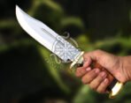 D2 Steel Bowie Knife — Hand-Forged, Stag Horn Handle, Leather Sheath (RK-618)