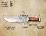 D2 Steel Bowie Knife — Hand-Forged, Stag Horn Handle, Leather Sheath (RK-618) - Image 4