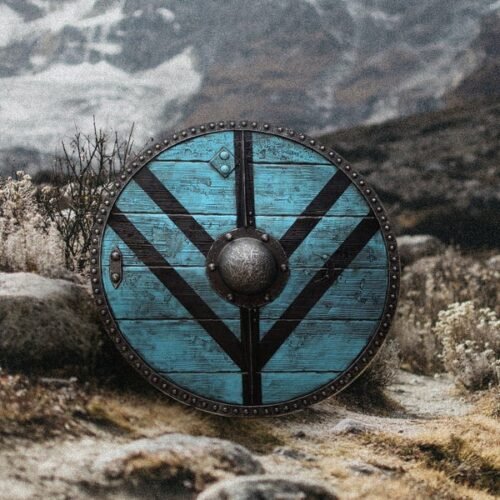 RK-619 Lagertha Shield-maiden Plank Blue Viking Shield, 24"Inches Shield, Wall Decor Shield
