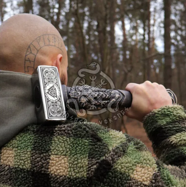 Odin Viking Hammer, Handcrafted, Ash Wood Handle