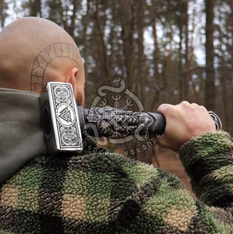 Odin Viking Hammer, Handcrafted, Ash Wood Handle