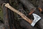Odin Viking Bearded Axe — Hand-Forged Damascus, 18" Overall, Wood Handle, Leather Blade Cover - Image 6