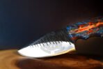 High-Carbon Skinner Knife — Hand-Forged, Stag Horn Handle, Leather Sheath - Image 3