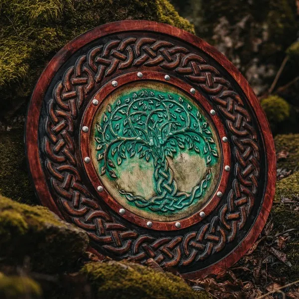 Yggdrasil Viking Shield, Handcrafted, 24″ Overall