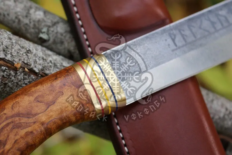 High-Carbon Viking Seax Knife — Hand-Forged, Olive Wood Handle - view 2
