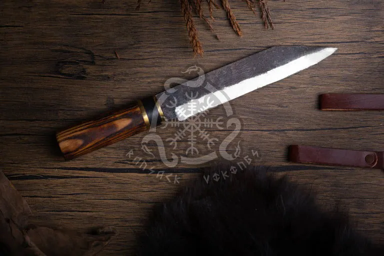 High-Carbon Viking Seax Knife — Hand-Forged, Pakka Wood Handle