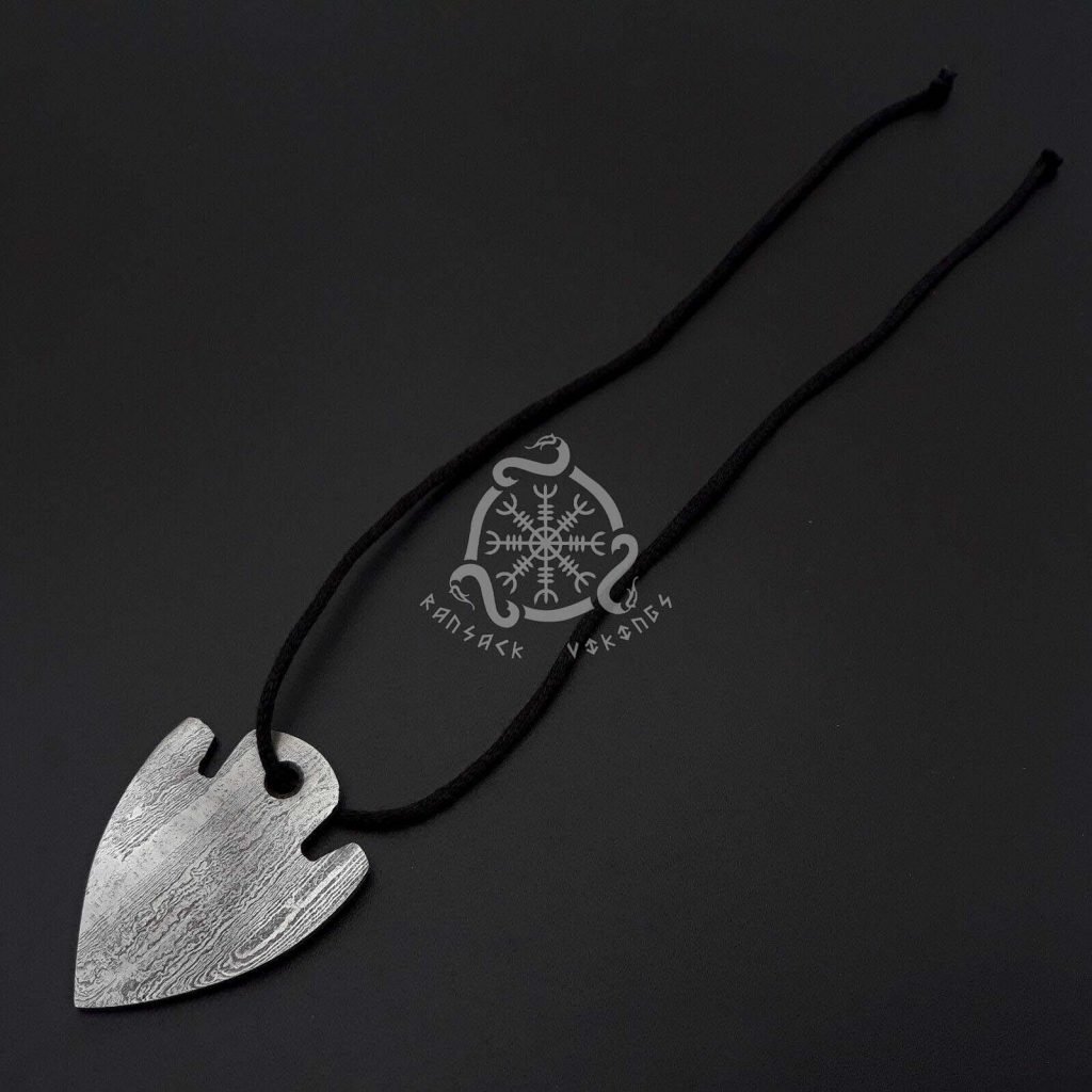 Damascus Steel Pendant — Handcrafted Norse Jewelry (RK-648) - view 2