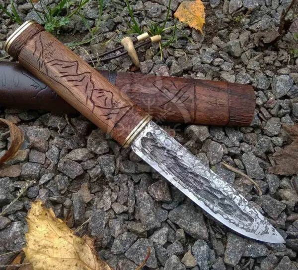 High-Carbon Viking Seax Knife — Hand-Forged, Rosewood Handle | Engraving Available - view 2