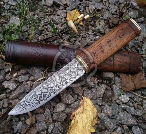 RK-609 Hand Forged Deep Blade Viking Seax, Engraved Handle, Premium Knife, Gift For Men, USA Made