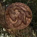 Valknut Viking Shield — Handcrafted, 24" Overall, Wood Handle