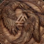 Valknut Viking Shield — Handcrafted, 24" Overall, Wood Handle - Image 2
