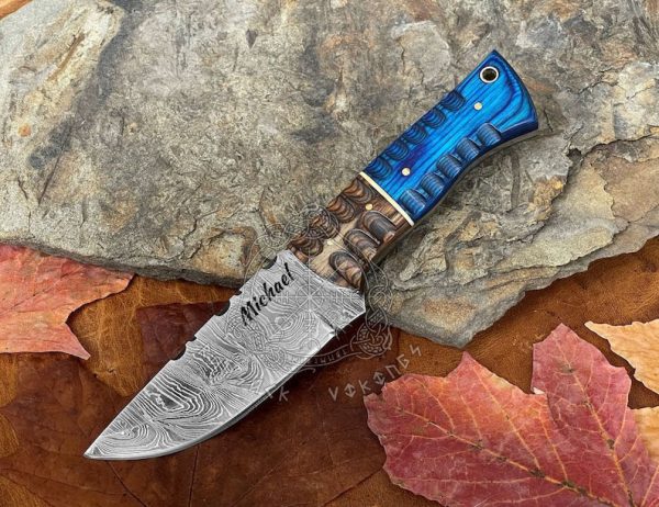 RK-601 Personalized Damascus Steel Fixed Blade Hunting Knife 8'' Engraved Wood Handle Full Tang Camping  Knife, Gift For Men, Christamas Gift,USA