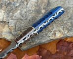 Damascus Camp Knife — Hand-Forged, Wood Handle, Leather Sheath | Engraving Available - Image 4