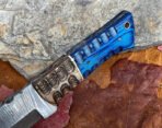 Damascus Camp Knife — Hand-Forged, Wood Handle, Leather Sheath | Engraving Available - Image 5