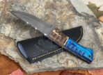 Damascus Camp Knife — Hand-Forged, Wood Handle, Leather Sheath | Engraving Available - Image 6