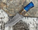 Damascus Camp Knife — Hand-Forged, Wood Handle, Leather Sheath | Engraving Available - Image 8