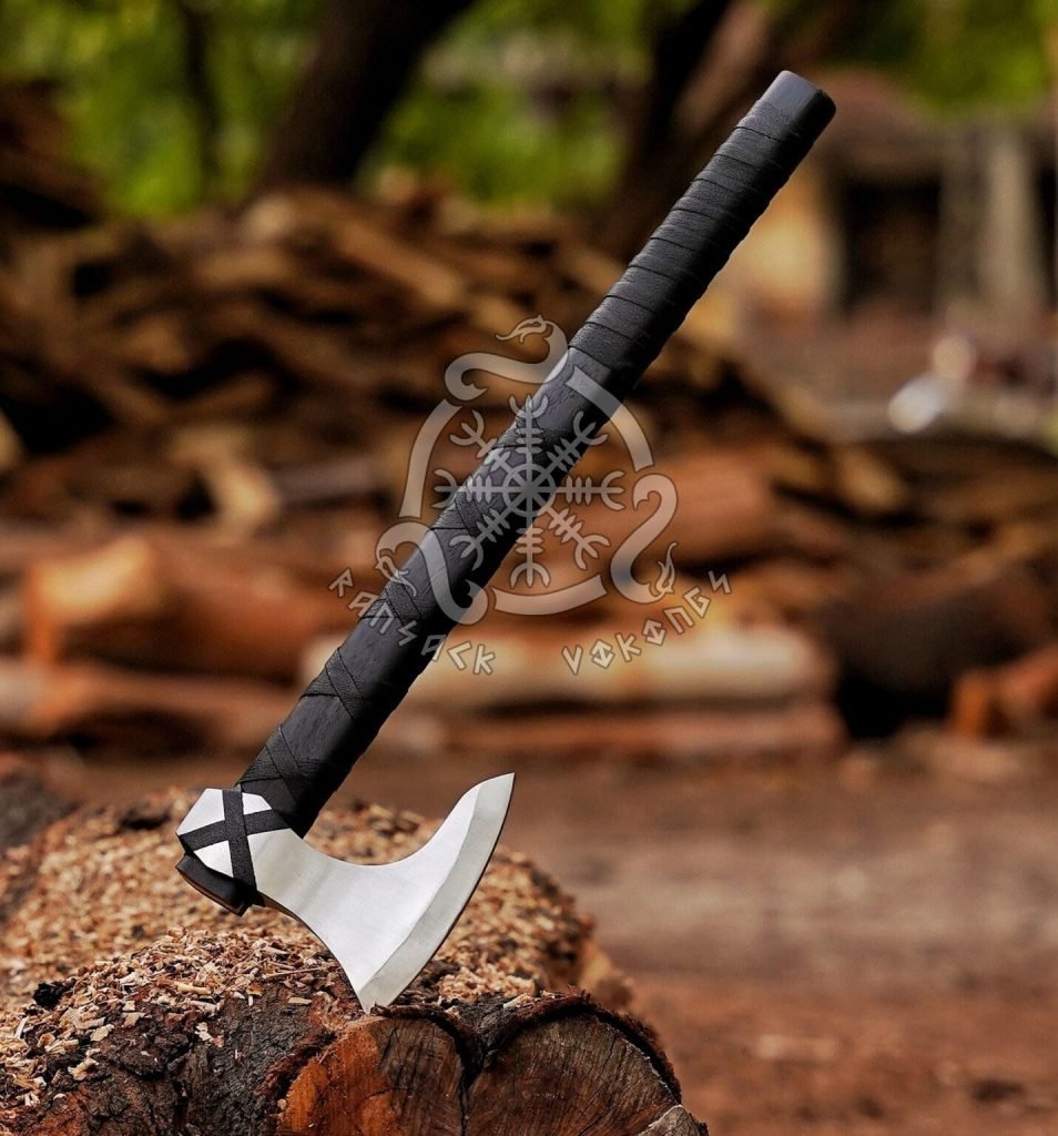 Ragnar Lothbrok Viking Axe, Hand-Forged High-Carbon Steel, Rosewood Handle