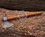 Tomahawk Axe — Hand-Forged Damascus, Rosewood Handle
