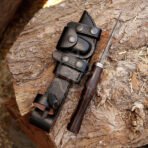 Damascus Gut Hook Hunting Knife — Hand-Forged, Stag Horn Handle, Leather Sheath (RK-610) - Image 5