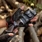 Damascus Gut Hook Hunting Knife — Hand-Forged, Stag Horn Handle, Leather Sheath (RK-610) - Image 8