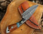 Damascus Skinner Knife — Hand-Forged, Stag Horn Handle, Leather Sheath (RK-611) - Image 2