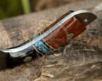 Damascus Skinner Knife — Hand-Forged, Stag Horn Handle, Leather Sheath (RK-611) - Image 4