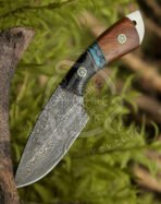 Damascus Skinner Knife — Hand-Forged, Stag Horn Handle, Leather Sheath (RK-611) - Image 5