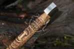 Odin Viking Bearded Axe — Hand-Forged Damascus, 18" Overall, Wood Handle, Leather Blade Cover - Image 3