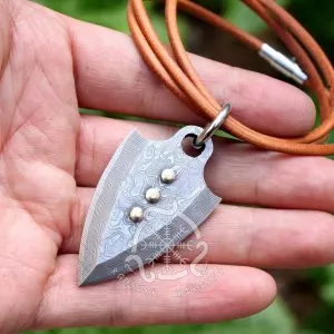 Damascus Steel Pendant, Handcrafted Norse Jewelry