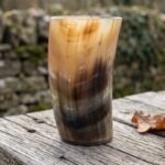 Meadhorn Handcrafted Norse Viking Beer Mug with Polished 100 Percent Natural Horn Body | Norse Drinking Groomsmen and Wedding Gift | RA-611