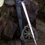 Viking Sword — Hand-Forged Stainless Steel, Leather-Wrapped Handle