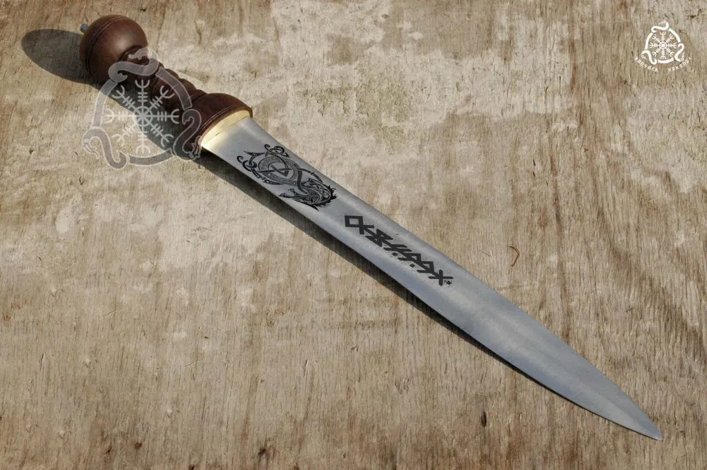 Viking Sword, Hand-Forged Stainless Steel, Wood Handle - view 2