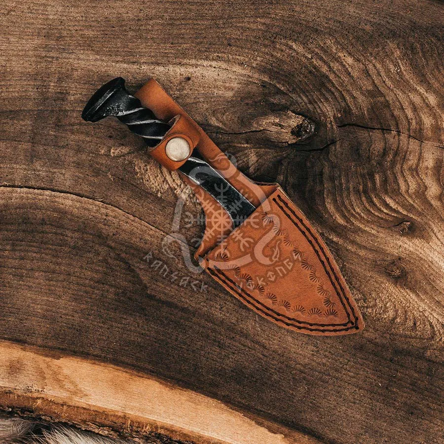 High-Carbon Viking Seax Knife — Hand-Forged, Leather Sheath - view 3